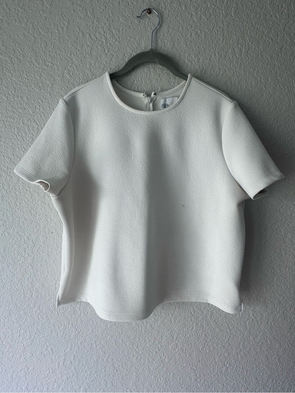 Nordstrom Rack White Textured Short Sleeve Blouse Top Size L